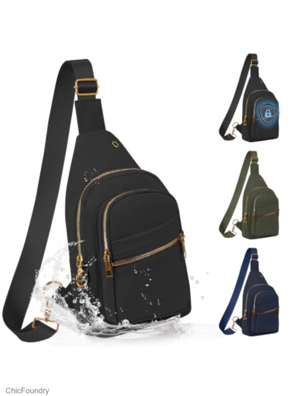 Waterproof RFID Travel Crossbody Sling Bag Adjustable Strap